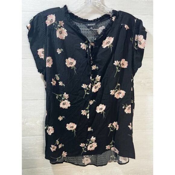 Buffalo David Bitton Womens Top Flutter Sleeve Floral‎ Medium - Picture 3 of 5